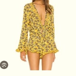 Agua Bendita Yellow Long Sleeve Larissa Romper